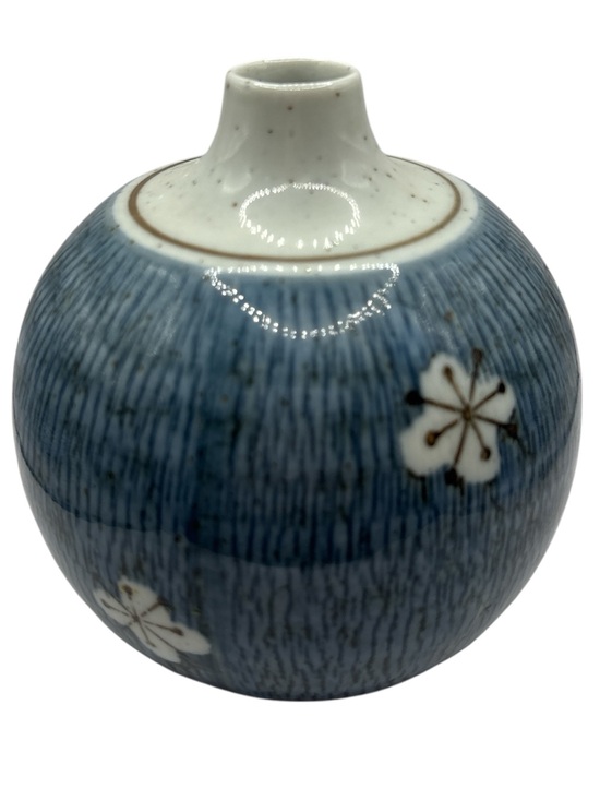Otagiri Other - Blue Asian Cherry Blossom Brown Speckled Round 4" Bud Vase Otagiri